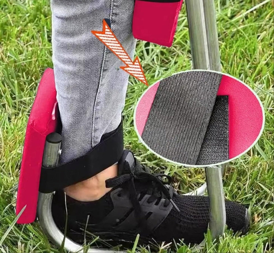Der GardenEase Duo, tragbarer Gartenknieschoner und Hocker für bequeme, rückenfreundliche Gartenarbeit.