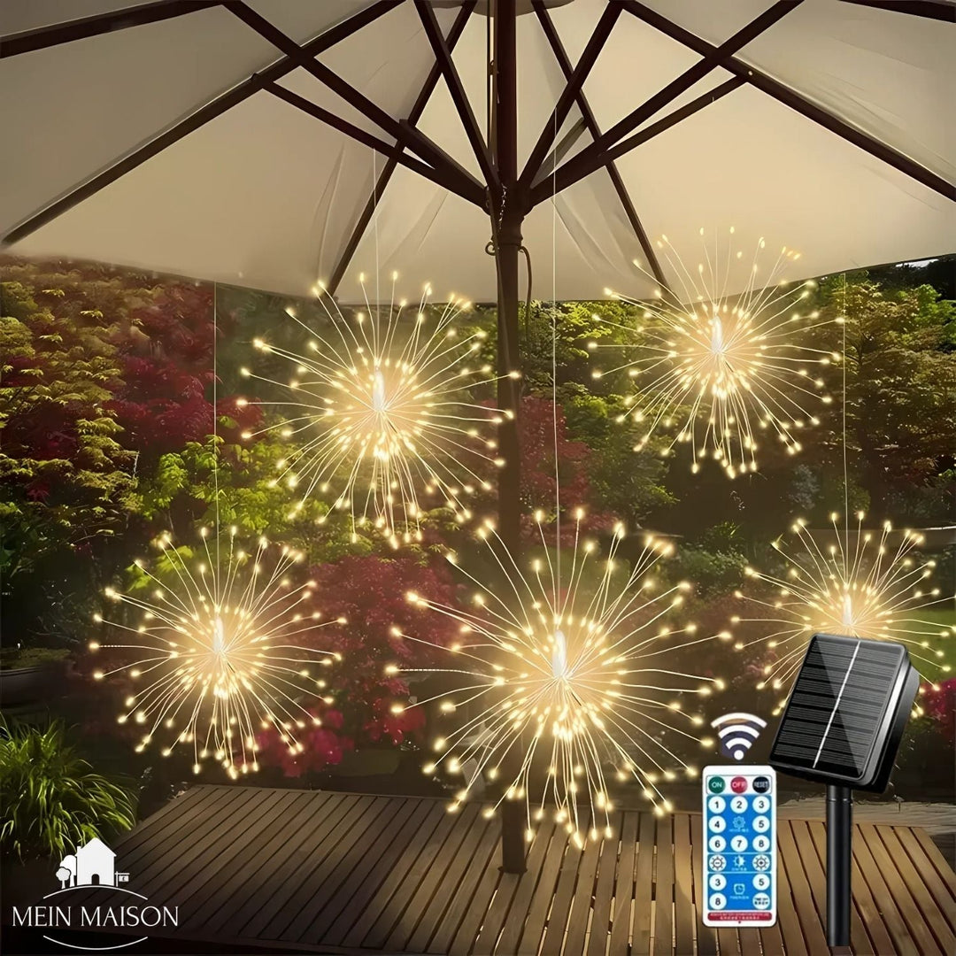 Garten Solar Lichterkette mit warmweißen LEDs, stimmungsvolle Außenbeleuchtung für Terrasse & Balkon. Wetterfest.