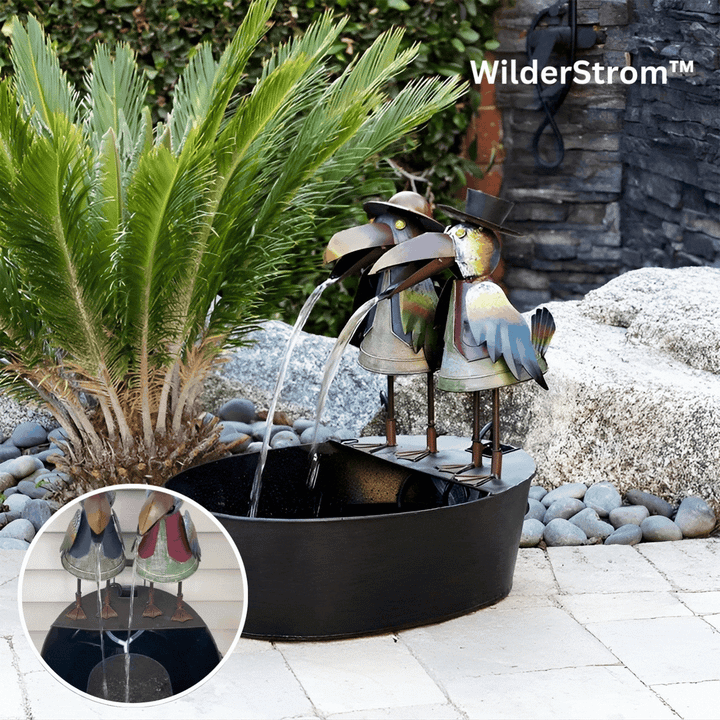 Brunnen mit Tiermotiv: Detailaufnahme der Figur. Plätscherndes Wasser für Outdoor-Bereich.