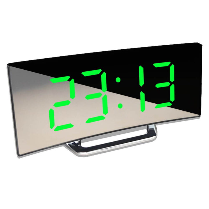 Stilvoller gebogener LED Digitalwecker in Weiß. Zeitmesser & moderne Dekoration für Ihr Zuhause.