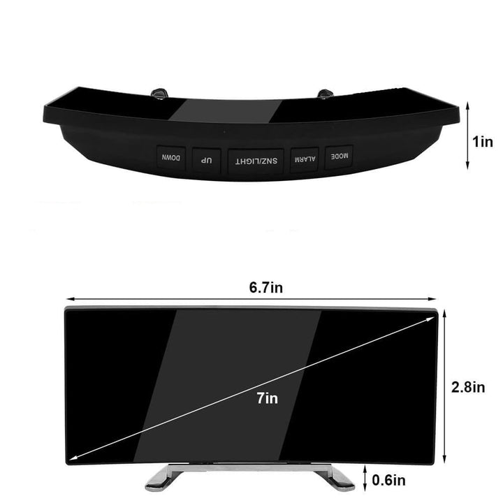 Gebogener LED Digitalwecker als stilvolle Geschenkidee. Ein moderner Zeitmesser für jedes Heim.