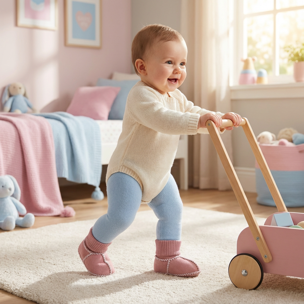 Weiche, warme Babyschuhe mit Fütterung, perfekt für kalte Tage. Rutschfeste Sohle für kleine Krabbelkinder.