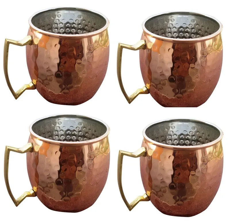 Hochwertiges gehämmertes Kupferbecher Trinkbecher Set für langanhaltend kühle Getränke.