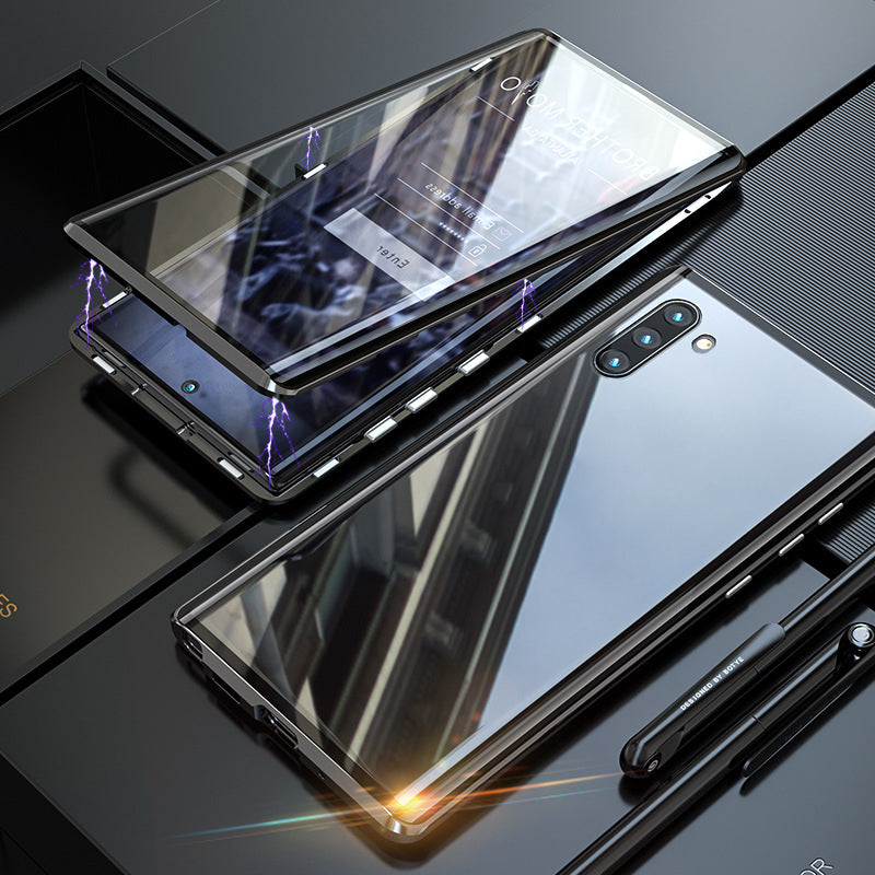 Gehärtetes Glas Handyhülle mit Doppelseitschutz für Samsung Galaxy. Stossfest, magnetisch, schützt Ihr Smartphone perfekt.
