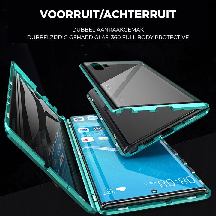Robuste Samsung Glas Handyhülle 360° Doppelseitschutz & Metallrahmen für Galaxy S24, S23, S22. Maximaler Schutz.