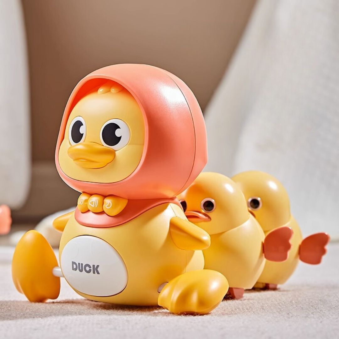 Motorikförderndes watschelndes Entenspielzeug, Gelb & Rosa, für Babys & Kleinkinder.
