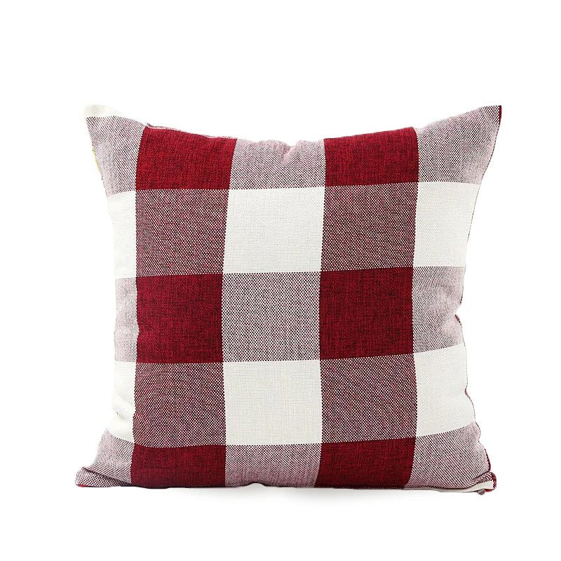 Dekorative Herbst-Plaid Kissenhülle, kariert, Landhausstil, perfekt für gemütliche Wohnzimmer-Akzente.