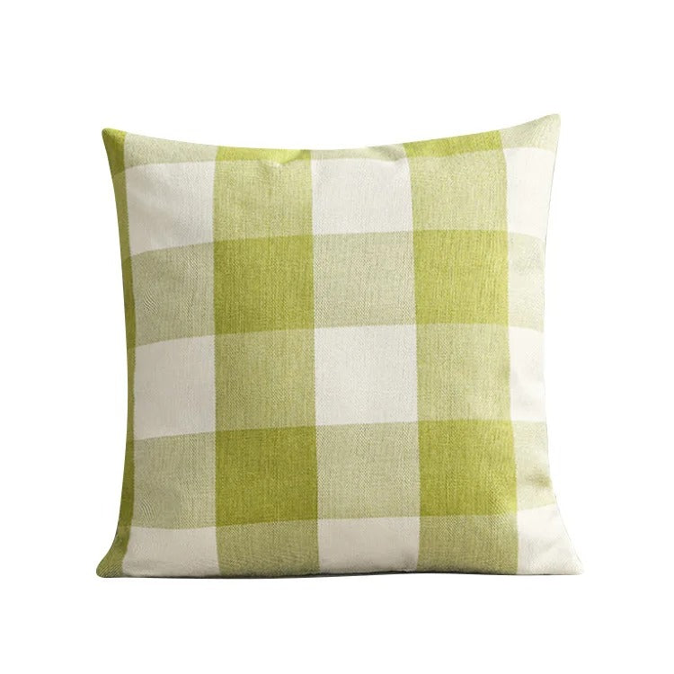 Karierte Kissenhülle Landhausstil mit Herbst-Plaid Muster, ideal für Zierkissen und Heimtextilien.