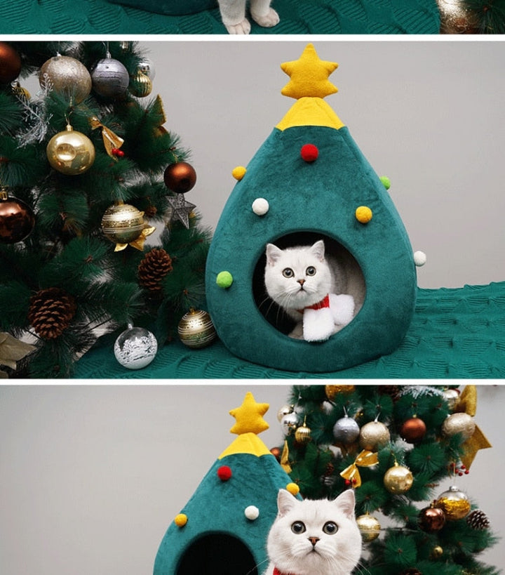Dekorativer Weihnachtsbaum Katzenkorb für gemütliche Stunden und süße Träume Ihrer Katze.