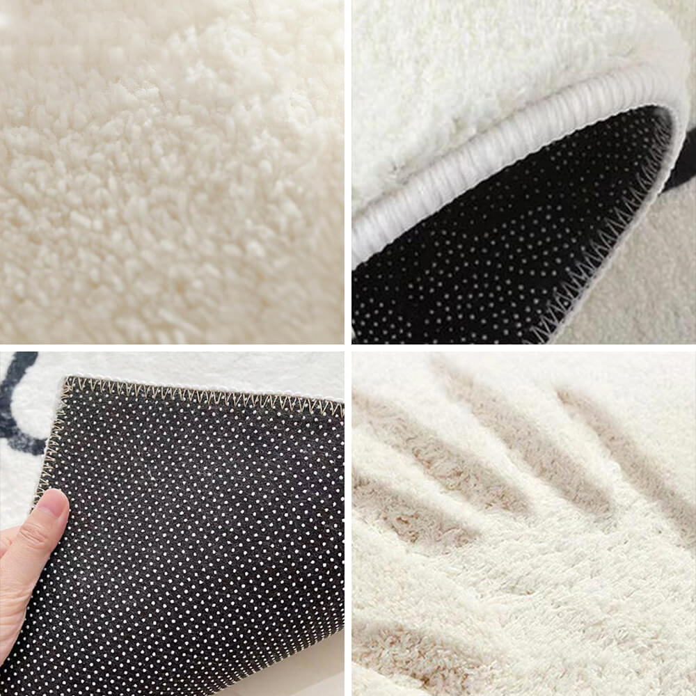 Gemütlicher Faux Cashmere Nachttisch Teppich in unregelmäßiger Schachbrettmuster-Form, ideal fürs Schlafzimmer.
