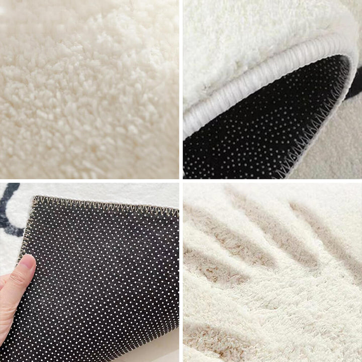 Gemütlicher Faux Cashmere Nachttisch Teppich in unregelmäßiger Schachbrettmuster-Form, ideal fürs Schlafzimmer.