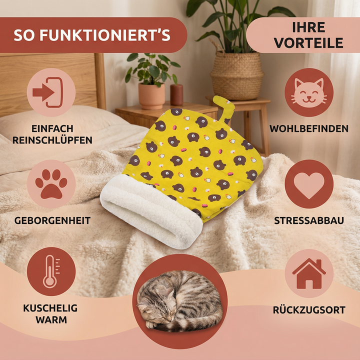 Rosa Katzen Schlafsack Kuschelbett, weich und warm, ein gemütlicher Rückzugsort für Ihre Katze.