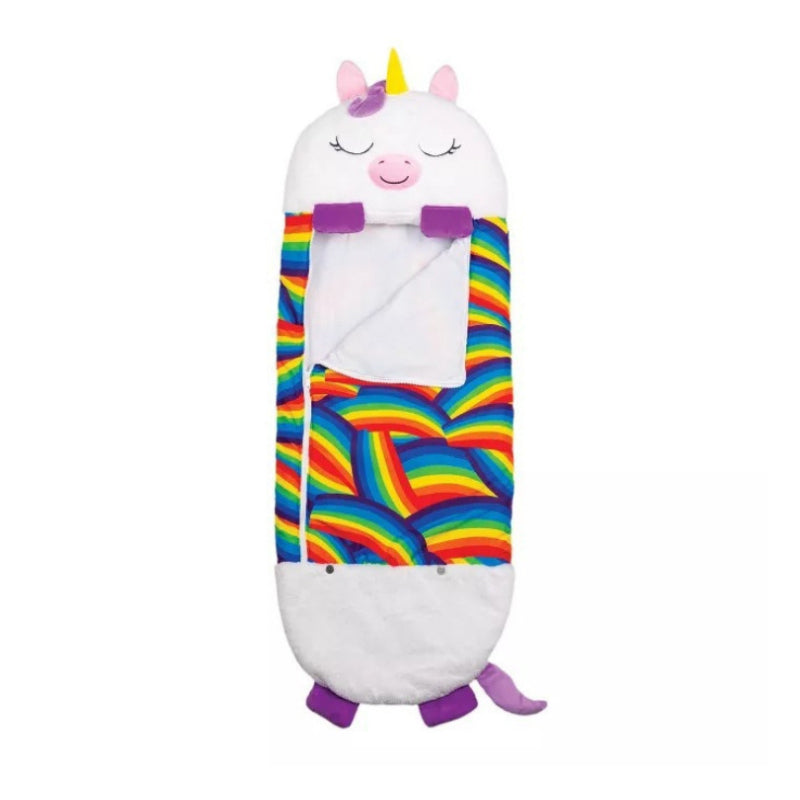 Süßes Tier-Spielkissen, das sich in einen gemütlichen Kinder Kuschel Schlafsack für Spielen & Schlafen verwandelt.