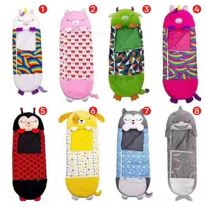Lustiger Frosch-Schlafsack für Kinder: 2-in-1 Kuschelkissen & Schlafsack, waschbar und reisetauglich.