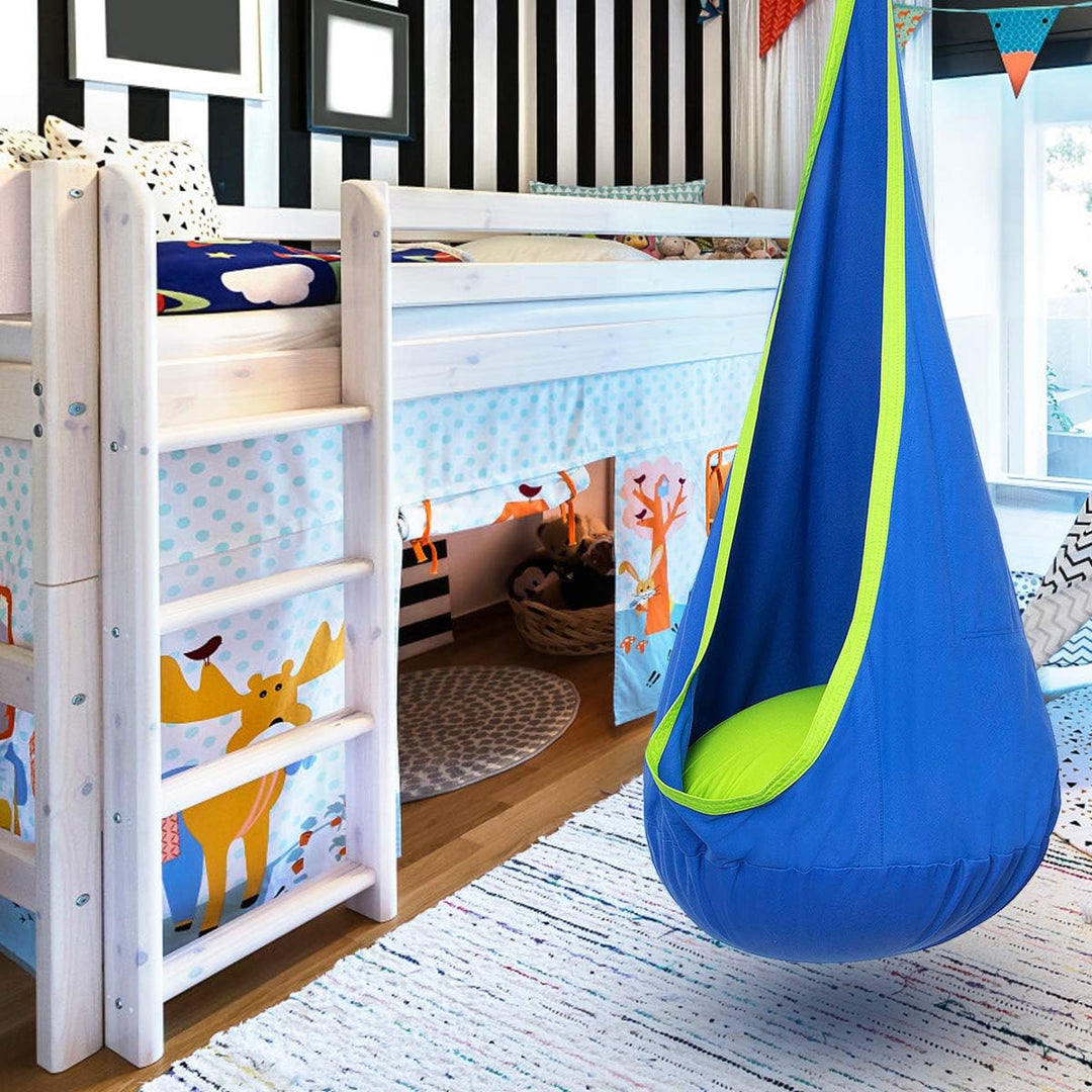 Balkon Hängesessel für Kinder, kompakter und gemütlicher Rückzugsort für draußen.