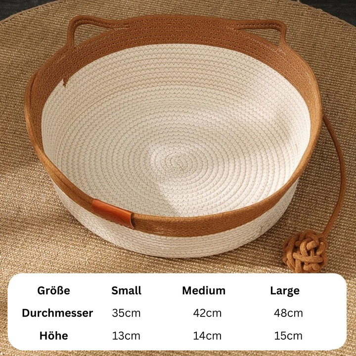 Exklusives Baumwollseil-Katzenbett, handgewebt. Das perfekte Haustierbett und Katzenzubehör.