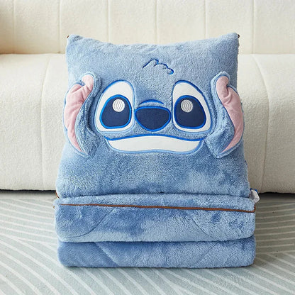 Gemütliches Stitch Decken- & Kissen-Set, weiches Fleece, perfekt für Kinderzimmer, Reise & entspannte Abende.