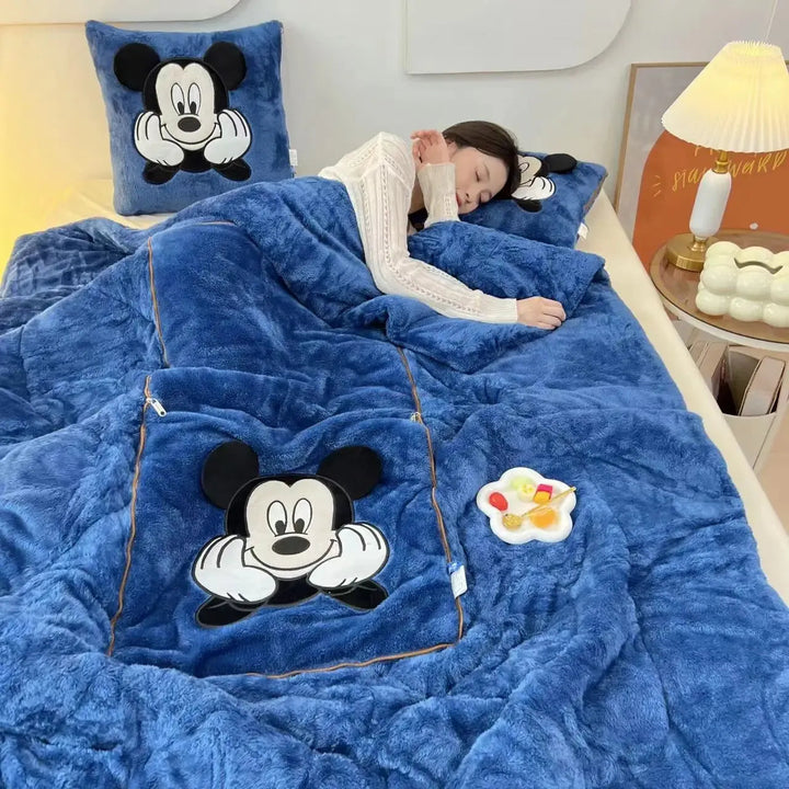 Stitch Decken- & Kissen-Set für Kinderzimmer, weich, warm und mit coolem Cartoon-Design, super als Geschenk.