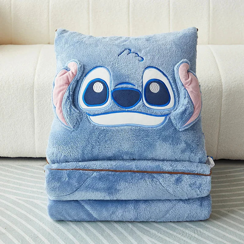 Stitch Cartoon Decken- & Kissen-Set, weiches Fleece, perfekt für das Kinderzimmer oder entspannte Abende.