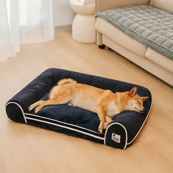 Luxuriöses Flanell Hundebett, doppel-schichtig, hohe Liegequalität für besten Schlaf.