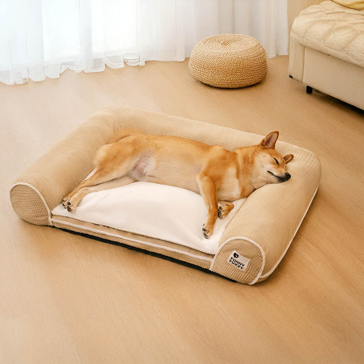 Orthopädisches Hundebett für Ecken, Gemütlichkeit und Halt vereint, pflegeleicht.