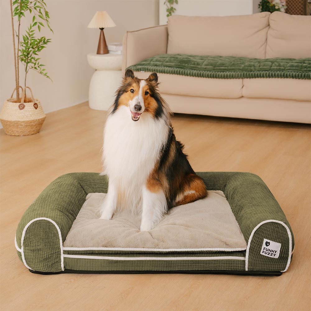 Doppelschicht Flanell Hundebett, orthopädisch, ideal für große Hunderassen, Komfort.