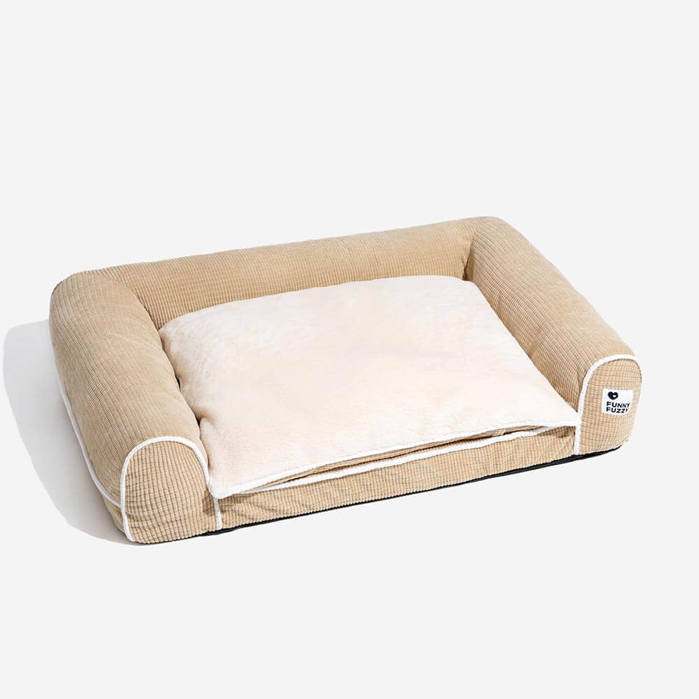 Waschbares orthopädisches Eckhundebett aus weichem, wärmendem Flanell, Wohlfühlen.