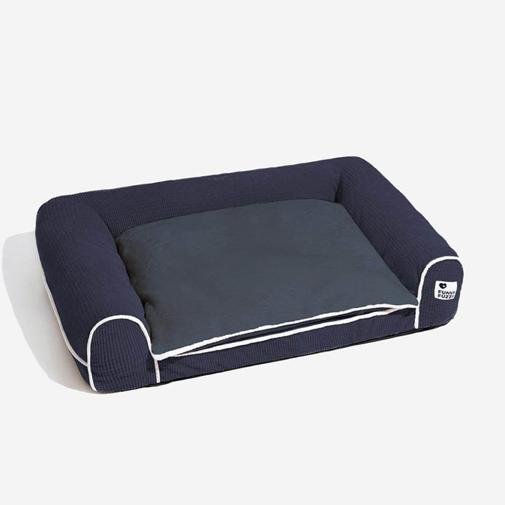 Gemütliches Doppelschicht-Hundebett für Gelenkschonung und Komfort, modernes Design.
