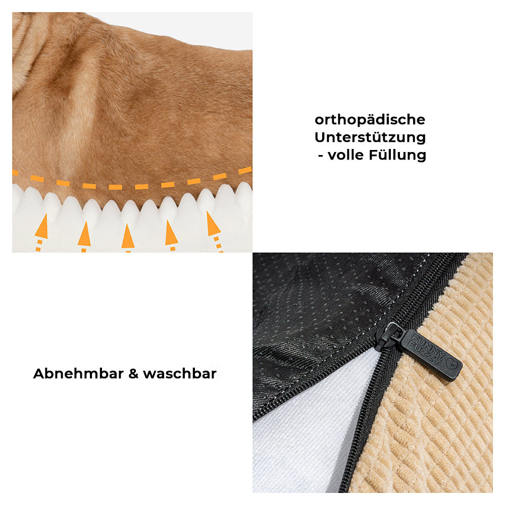 Komfortables Haustierbett aus Flanell, doppel-schichtig für optimalen Halt und Ruhe.