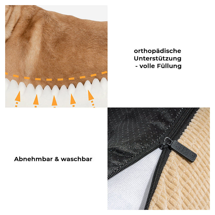 Komfortables Haustierbett aus Flanell, doppel-schichtig für optimalen Halt und Ruhe.
