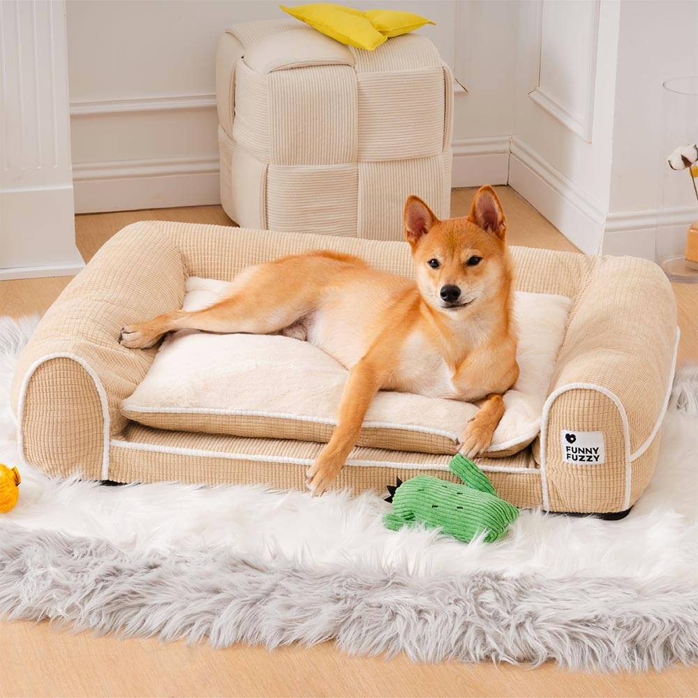 Deluxe orthopädisches Hundebett, Flanell, perfekt für den Eckbereich, hoher Komfort.