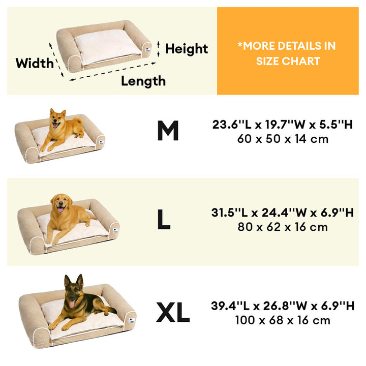 Gemütliches Eckhundebett mit Doppelschicht, waschbar und orthopädisch, für alle Rassen.