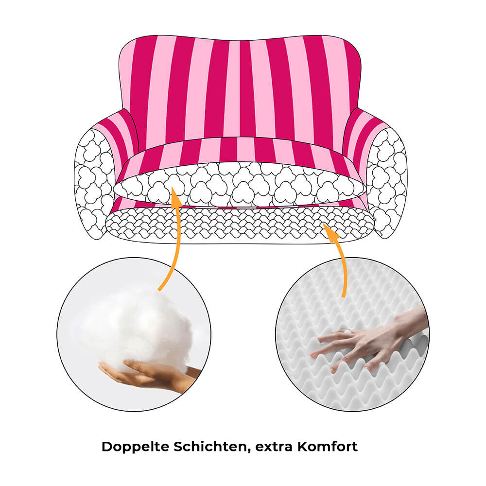 Gestreiftes Kuschelbett für Hunde & Katzen, robustes Material, lammfellähnliche Oberfläche.