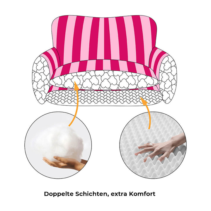Gestreiftes Kuschelbett für Hunde & Katzen, robustes Material, lammfellähnliche Oberfläche.