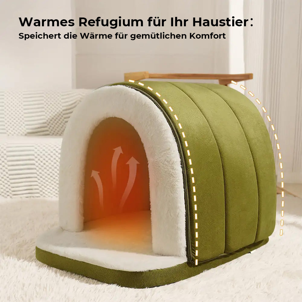 Kuscheliges Katzenbett, eine sichere Tierhöhle für gemütliche Ruhe und Tiefschlaf.