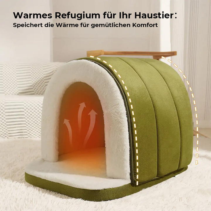 Kuscheliges Katzenbett, eine sichere Tierhöhle für gemütliche Ruhe und Tiefschlaf.