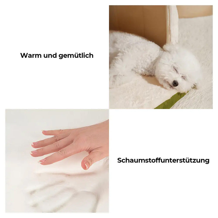 Komfortables Haustierbett in Höhlenform, weich & unterstützend für optimalen Tiefschlaf.