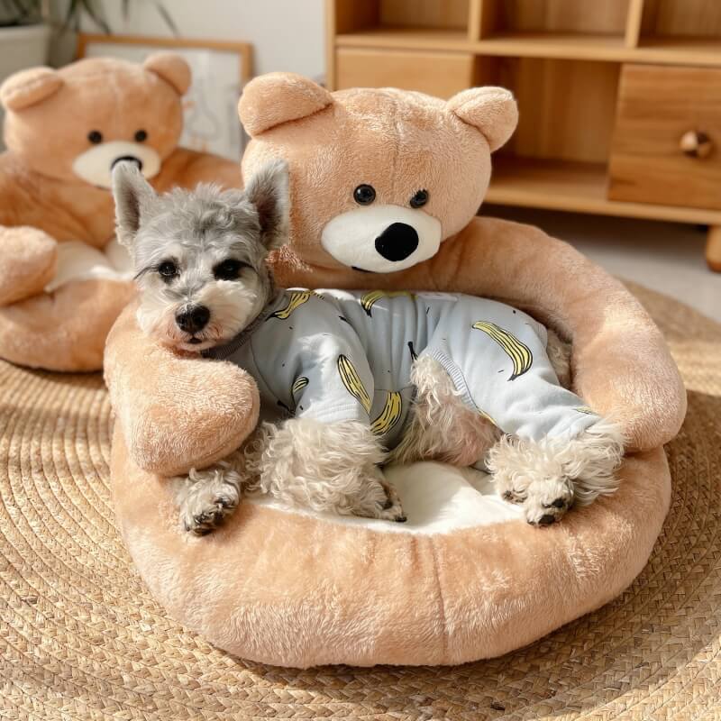 Vielseitiges Kuschelbär-Haustierbett für Katzen und kleine Hunde, abnehmbar, waschbar, sehr komfortabel.
