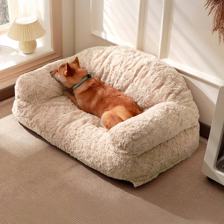 Extra warmes Tierbett für Hunde & Katzen. Gemütlich, stützend & aus weichem Kaninchenfellimitat. Waschbar.