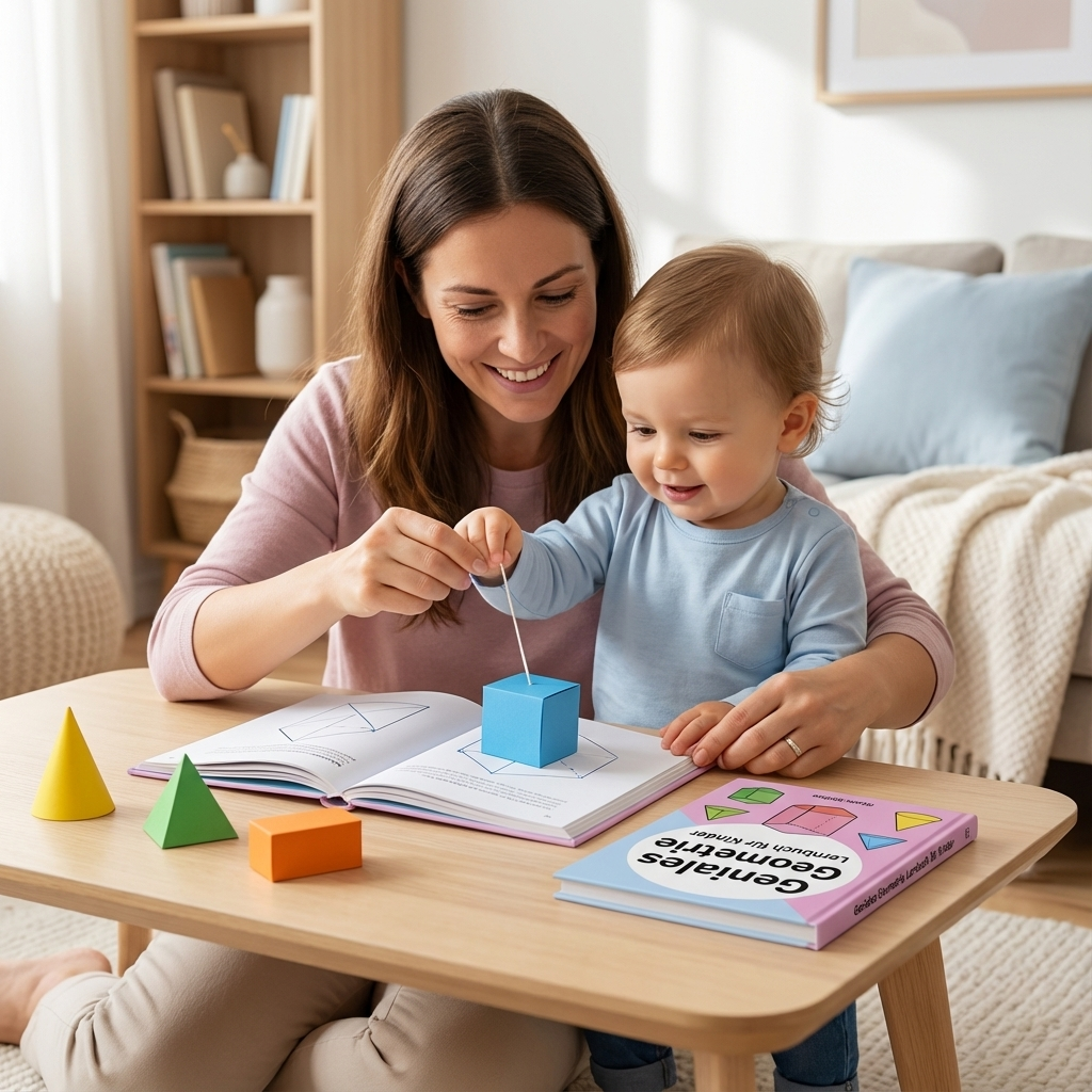 Interaktives Geometrie Lernbuch für Kinder: Quadrat, Kreis, Dreieck spielerisch lernen. Ideal für frühe Bildung.
