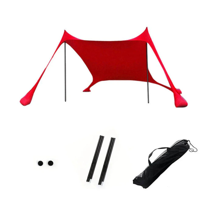 Komfortable Strandmuschel für Familie mit UPF50+ UV-Schutz, wind- & wasserdicht für optimalen Sonnenschutz.
