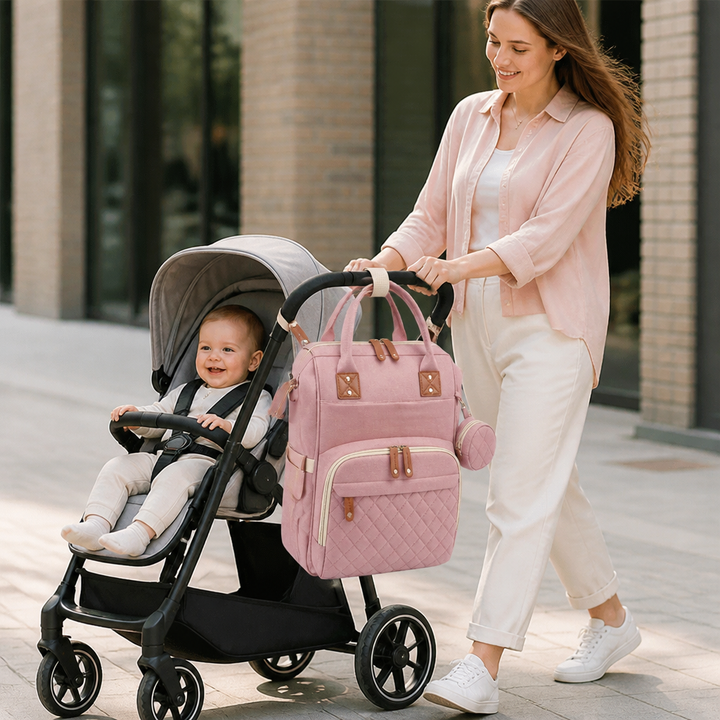 Komplette Babyausstattung: Wickelrucksack mit integriertem Babybett für Reisen & Ausflüge.