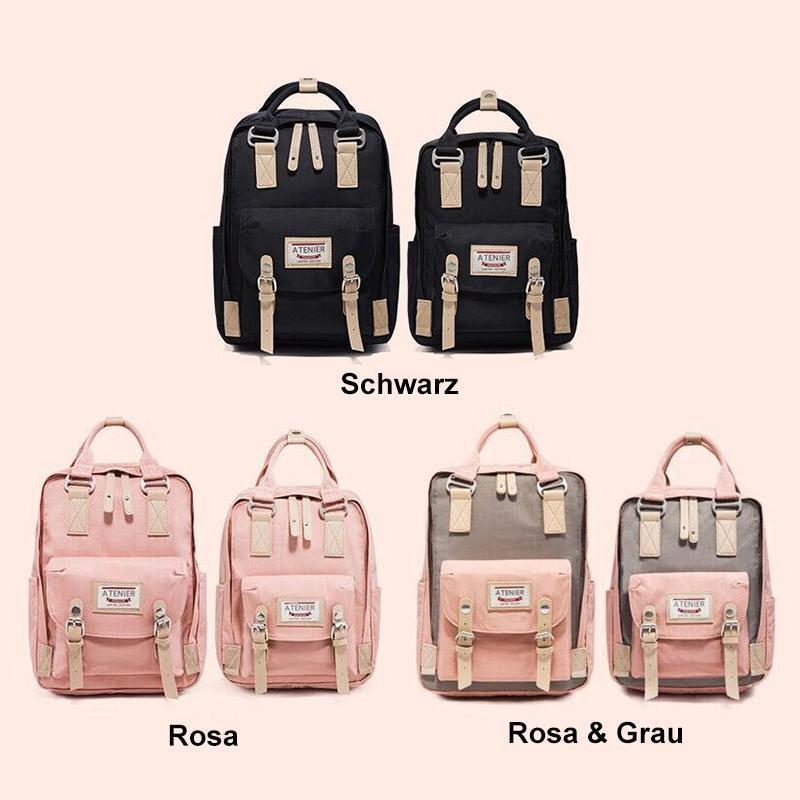 Stylischer Damen Vintage Rucksack, wasserdicht & robust, perfekt für Reisen, Schule und organisiertes Pendeln.