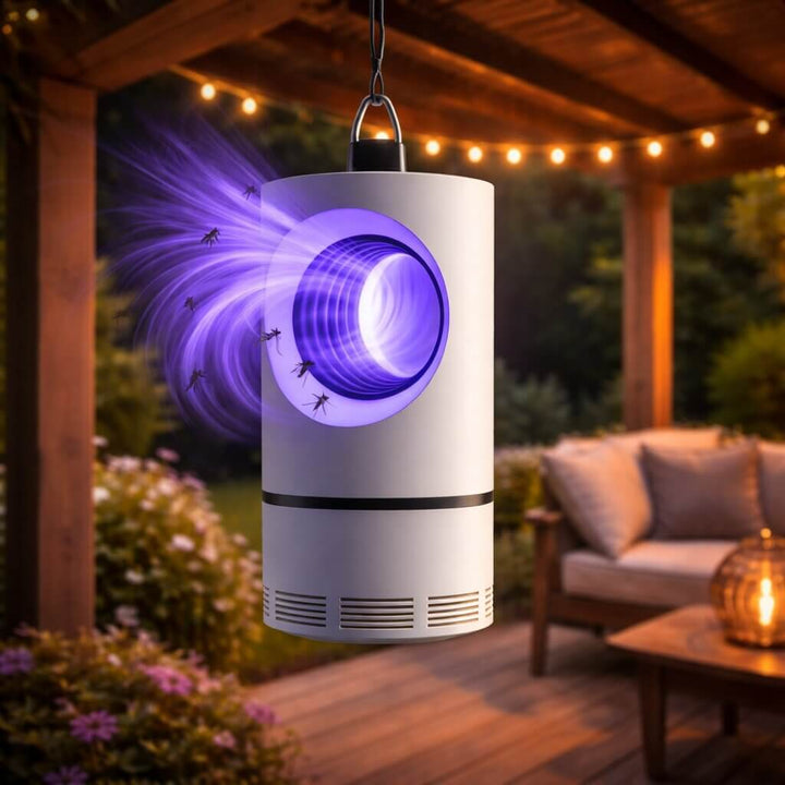 Geräuscharme UV Mückenlampe für chemiefreie Insektenbekämpfung. Mückenfrei Zuhause & Garten.
