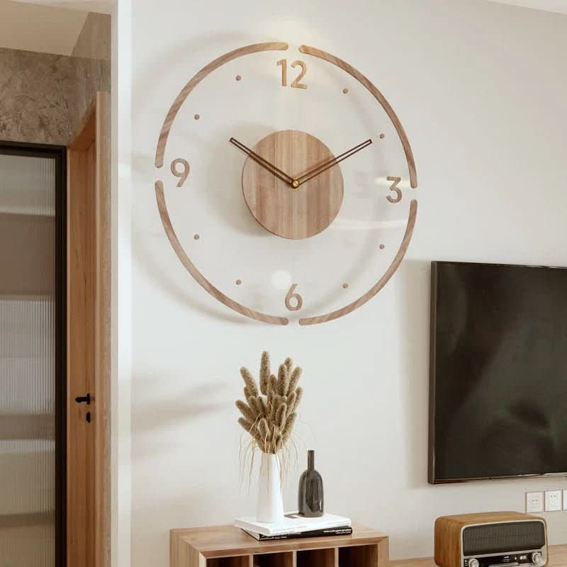 Geräuschlose Holz-Wanduhr im modernen, minimalistischen Design, perfekt für Wohnzimmer & Büro. Skandinavisch & stilvoll.