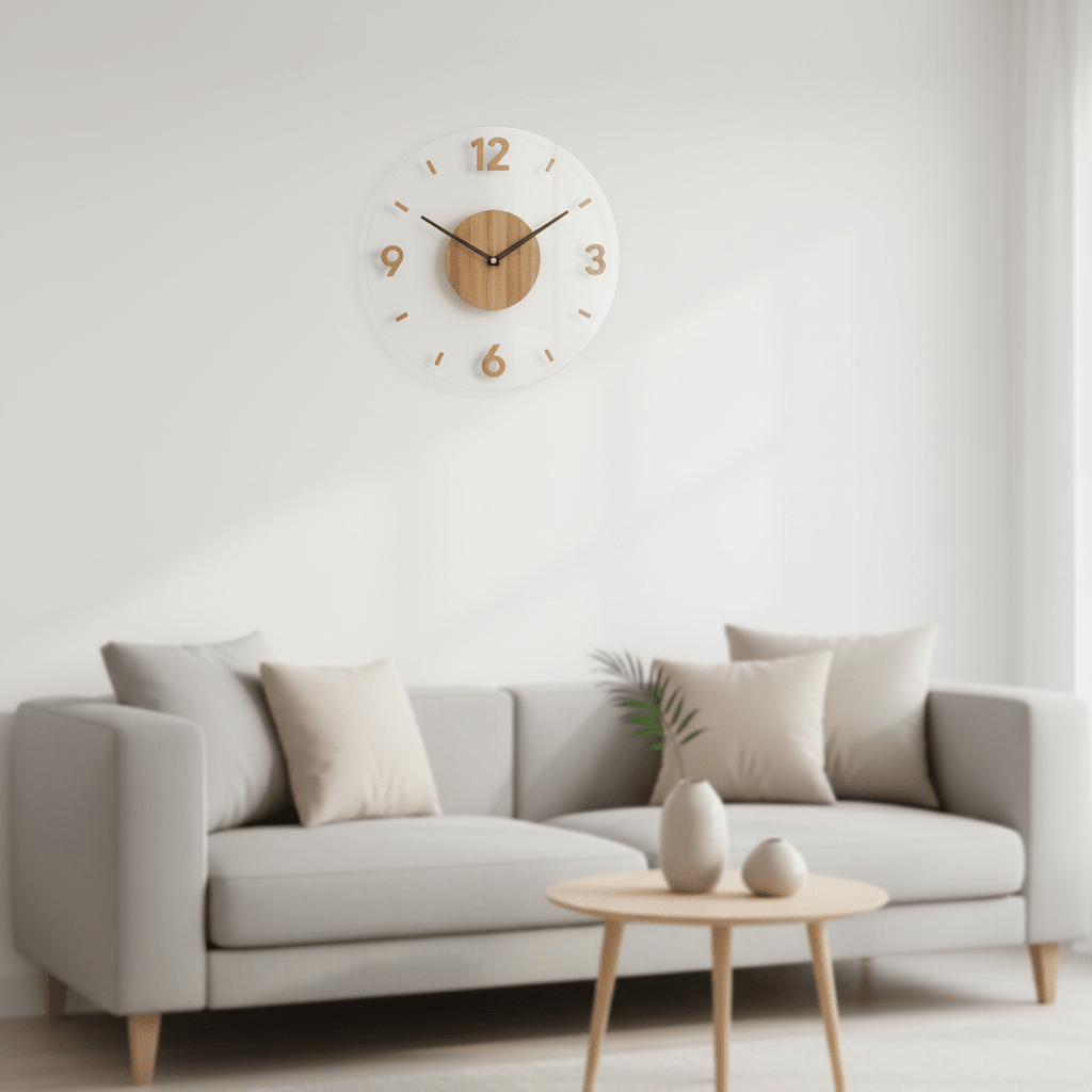Elegante, geräuschlose Wanduhr aus Holz mit minimalistischem Design für Ihr modernes Zuhause. Ideal als Wohnzimmer Deko.