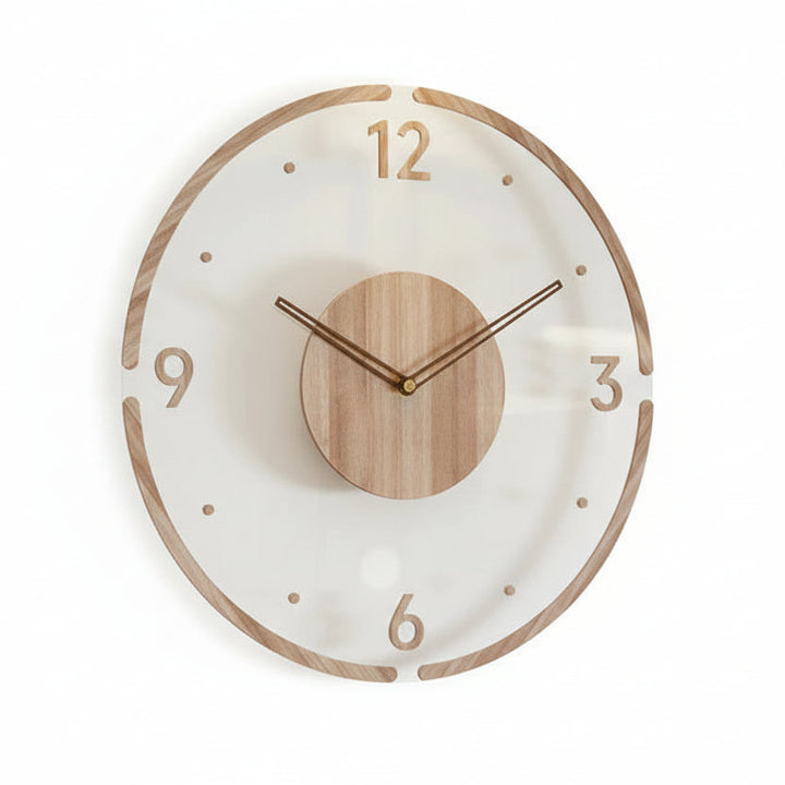 Stilvolle Holz-Wanduhr, geräuschlos, skandinavisch minimalistisch. Schöne Wanddekoration für Schlafzimmer oder Büro.