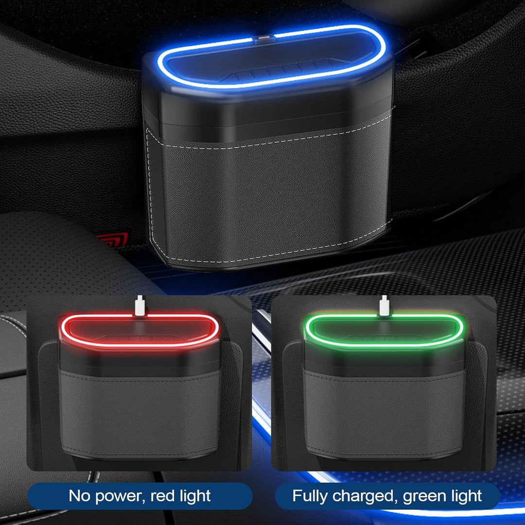 Eleganter Auto-Mülleimer aus strapazierfähigem ABS, geruchsdicht und mit Touch-Licht ausgestattet.
