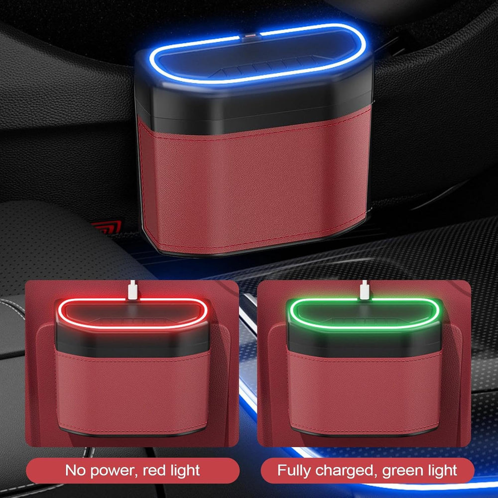Praktischer Auto-Organizer: Geruchsdichter Mülleimer aus ABS mit LED-Touch-Beleuchtung.