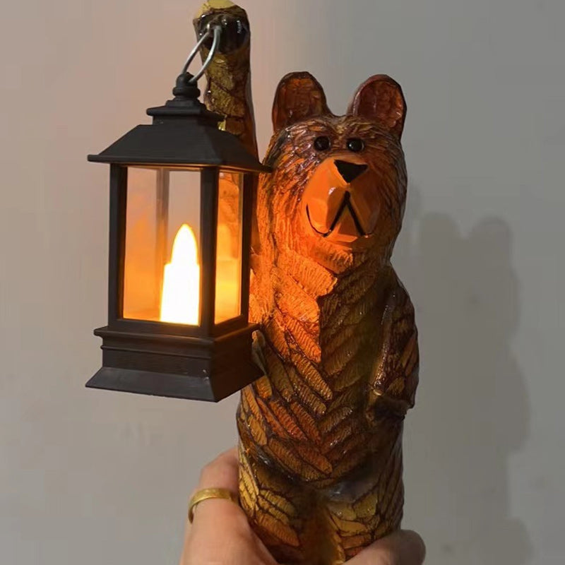 Süße Bär-Tierfigur mit Solarlaterne, perfekte Geschenkidee und wetterfeste Gartendekoration.